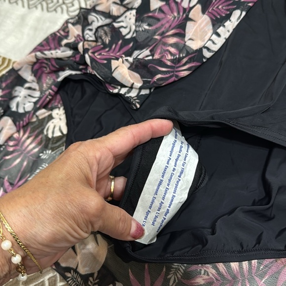 (L1) Fit 4 U Mesh Swimsuit Floral Print Loose Dress Black Jumpsuit, Diff/Sizes - Picture 11 of 11